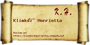 Klimkó Henrietta névjegykártya