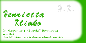 henrietta klimko business card